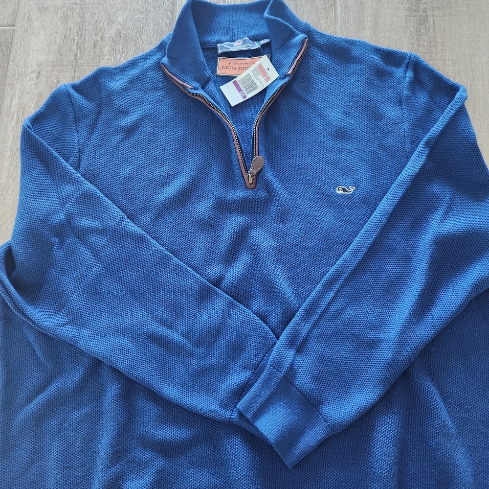Vineyard Vines Men's Blue Zip-Up Sweater